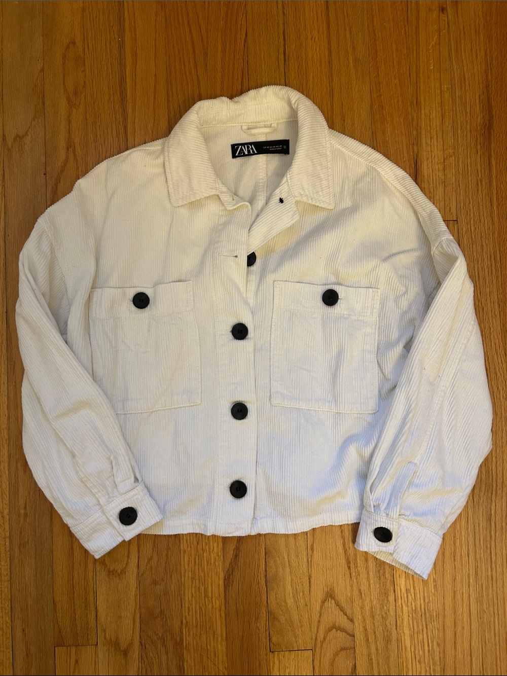 Zara Off-White Corduroy Button Jacket